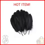 Ballinger Black Craft Feathers Bulk - 120Pcs 6-8 Inch Real Goose Feathers for DI