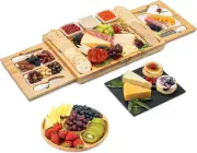 Extra Large Bamboo Charcuterie Cheese Board and Knife Set Gifts