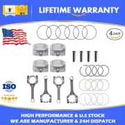 4Pack Connecting Rod & Pistons & Rings Kit For Hyundai Kia Accent Rio 1.6L 12-16