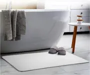 Magic Stone White Bath Mat - Durable & Quick Dry Natural 1 Pack,