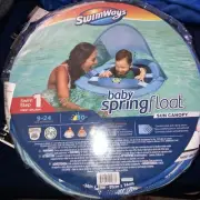 SwimWays Baby Spring Float-Ages 9-24 Mos.-Blue-w/ Sun Canopy