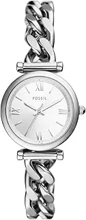 [FOSSIL] Women's Silver Stainless Steel Carlie Analogue Watch, 28mm