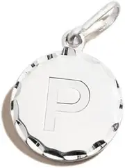 [Alex and Ani] Initial P Charm, P, Sterling Silver, Silver P, Charm Size 0.51 inch Width by 0.51 inch Height, One Size, Brass, No Gemstone