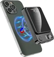 Wireless Portable Charger, Mini Magnetic 10000mAh Power Bank 15W Fast Wireless Charging 22.5W USB PD QC3.0 Type-C LED Display Battery Pack Compatible for iPhone 14/15/13/12 Series (Black)