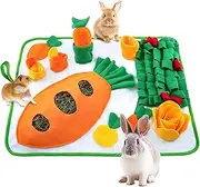 Adpartner 24" x 20" Rabbit Foraging Mat with Carrot Toy, Interactive Snuffle Feeding Pad for Boredom, Polar Fleece Pet Feed Game for Rabbits Bunny Guinea Pigs Chinchillas Ferrets