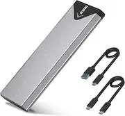 SSK M.2 NVME SATA SSD Enclosure Adapter, USB 3.2 Gen 2 (10 Gbps) to NVME PCI-E SATA M-Key/(B+M) Key Solid State Drive External Enclosure Aluminum Support UASP Trim for SSDs 2242/2260/2280