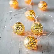 LED Globe String Lights,Goodia Battery Operated 10.49Ft 30 LED Gold Moroccan for Bedroom,Curtain,Patio,Lawn,Landscape,Fairy Garden,Home,Wedding,Holiday,Christmas Tree,Party (Warm White)