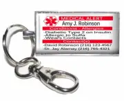 Medical Alert Glass Top Key Chain Name Conditions Medications Emergency Contacts