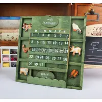 在飛比找蝦皮購物優惠-麥當當會員店曆臺 鄉村田園風 綠色 可吊掛 木製日曆 萬年曆