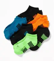 Old Navy Kids Size Medium ~ Go Dry 6-Pack Ankle Socks ~Sporty Stripes Under Foot
