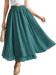 [SCARLET DARKNESS] Renaissance Maxi Skirt for Women Flowy Long Boho Skirts with Pockets