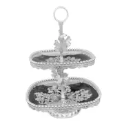 Deco Silver Metal and Glass 2 Tier Cake Stand 29*29*45 cm
