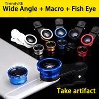 在飛比找蝦皮購物優惠-時尚 3合1廣角微距魚眼鏡頭相機套件手機魚眼鏡頭RE