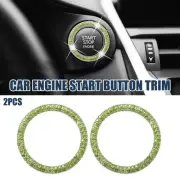 2 Pcs Bling Car Engine Start Stop Button Cover One Click Push Start Button Green