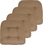 Sweet Home Collection Patio Cushions Outdoor Chair Pads Premium Comfortable Thick Fiber Fill Tufted 19" x 19" Seat Cover, 4 Count (Pack of 1), Taupe