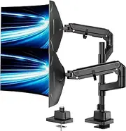 monTEK Dual Monitor Arm for up to 57" and 59.4 lbs Ultrawide Screen, Aluminum Heavy-Duty Gas Spring Vertical Stackable Curved Screen Adjustable Monitor Stand, 75/100mm Vesa Mount, Black