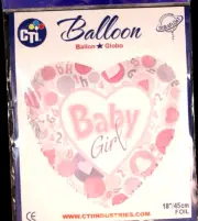 CTI Baby Girl 18" 'DuraFloat Heart Shape Foil Balloon