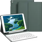 Keyboard Case for iPad 9th Generation 2021/ iPad 8th Gen 2020 / iPad 7th Gen 2019 with Pencil Holder, Magnetic Detachable Folio Wireless Bluetooth Keyboard for iPad 10.2 inch Model, Dark Green