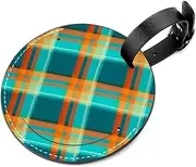 [VTGHDEEQ] Luggage Tags for Suitcases,Travel Tags for Luggage,Blue and Orange Plaid,2-Pc