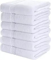 Utopia Towels 100% Cotton Bath Towels Set (6 Pack) Lightweight High Absorbency, Multipurpose, Quick Drying, Pool Gym Towels Set (White)