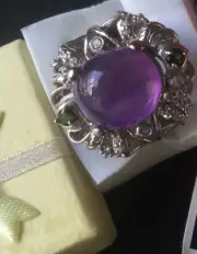 Natural Amethyst $4000. Sterling Silver Ring 7.5 Rare African 5 Ct solitaire