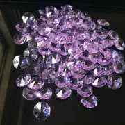 Pink Octagon Crystals Glass Beads Prism 50Pc Lavender Chandelier Part Suncatcher