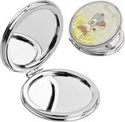 Hand Mirror Round Pocket Mirror Make-up Mirror Double-Sided Cosmetic Mirror Magnifying Mirror Table Mirror Travel Mirror Folding Mirror Compact Mirror for Make-up Camping Travel, 7 * 7cm