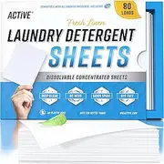 Laundry Detergent Sheets Eco Washing Strips - 80 Loads, Liquidless Fresh Scented Clothes Washer Sheet, Zero Waste Travel Laundry Strip, Dissolvable Space Saving Sheets for HE - Linen Scent