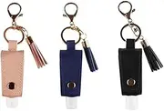 Taicols Portable Empty Travel Bottle, 3 Pcs Keychain Hand Sanitizer Bottle Holder, Bottle Holder Keyring PU Leather Keychain Refillable Empty Container Bags Squeeze Bottle Refillable Containers