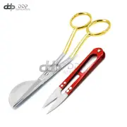Applique Duckbill Scissors 6'' Blade with Offset Gold Handle + Thread Nipper Red