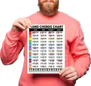 Zastic! Laminated Piano Chords Poster Chart - 8.5 x 11in - Keyboard...