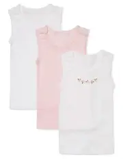 [Marquise] Embroidered Singlet 3 Pack in Pink