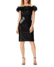 Aidan Mattox Sequin & Organza Cocktail Dress Black Size 8