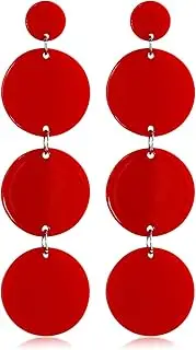 [Siutaga] 80s Round Acrylic Dangle Drop Earrings Neon Earrings Retro Earrings Geometric Lighting Big Earring Lightweight Earrings Set for 80's Outfit Glow Party Christmas Accessories