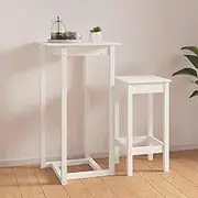 Bar Table White 60x60x110cm Solid Pine Wood Tall Square High for Kitchen, Dining, Living Room Tables - Modern Wooden Space Saving Design