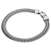 21.5cm Men's Herringbone Bracelet Oxidised Sterling Silver Hallmark 13.8grams