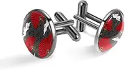[Generic] Men's Cufflinks, Red Chinese Fans on Wave Cloud Cuff Links for Men, Classic Cufflinks Black for Suit Shirt Wedding Business Birthday Jewelry Gift
