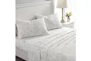 Laura Ashley Single Bed Fawna Flannelette Flat Fitted Sheet Set Pillowcase Grey