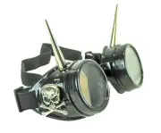 Skull Crossbones 3" Spike Steampunk Victorian Welding Black Goggles Punk Goth