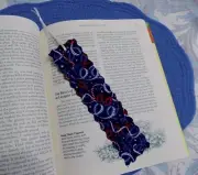 Bookmark Fabric Cloth Navy Red White & Blue Streamers White Ribbon Handmade