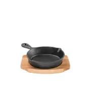 Pyrolux Pyrocast Cast Iron Skillet with Maple Tray 13.5cm