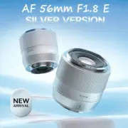 Silver TTArtisan 56mm F1.8 APS-C Auto Focus Prime Lens for Sony E-mount Cameras