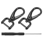 2Pcs Swivel Clasps, 0.59" D Ring Detachable Snap Hook with Screwdriver, Black