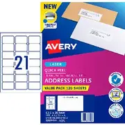 Avery 21UP Laser Address Labels with Sure Feed 120 Sheets