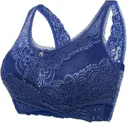 [Generic] Women Push Up Side Buckles Sport Bra Full Coverage Lace Front Cross Wirefree Comfort Support Yoga Bra
