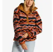 Billabong Juniors' Switchback Textured Fleece Pullover Papaya Multicolor Size XS