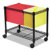 Safco 5201BL 1 Shelf 2 Bin Metal 14" x 24" x 20.5" Wire Mobile File - Black New
