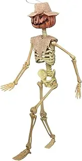 HABAGOU 16" Halloween pumpkin Skeleton Decorative,Spooky Lawn & Haunted House Props with Posable Joints,Full Body Skeleton for Yard Garden Lawn Graveyard Props Deco
