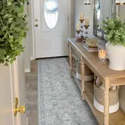 Grey Hallway Runner Plush Corridor Mat Machine Washable Entry Way Mat 80x300cm