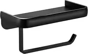 Katezon Toilet Paper Holder with Phone Shelf, Adhesive or Screw Wall Mount Toilet Tissue Roll Holder, Rustproof & Multifunctional Aluminum Bathroom Storage Dispenser (Black)